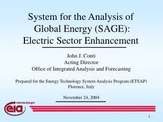 System for the Analysis of Global Energy (SAGE): Electric Sector Enhancement