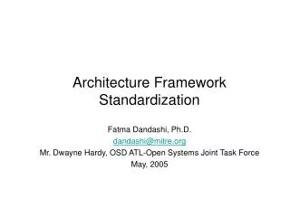 Architecture Framework Standardization
