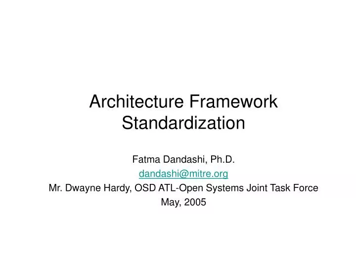 architecture framework standardization