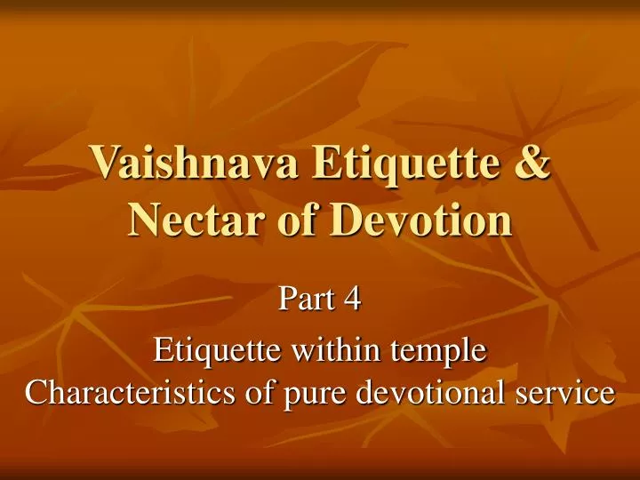 vaishnava etiquette nectar of devotion