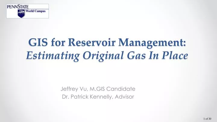 gis f or reservoir management estimating original gas in place