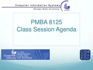 PMBA 8125 Class Session Agenda