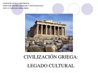 COLEGIO DE LOS SS.CC. PROVIDENCIA SUBSECTOR: HISTORIA, GEOGRAFÍA Y CIENCIAS SOCIALES