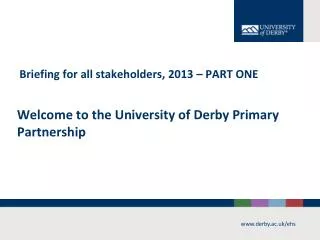Welcome to the University of Derby Primary Partnership