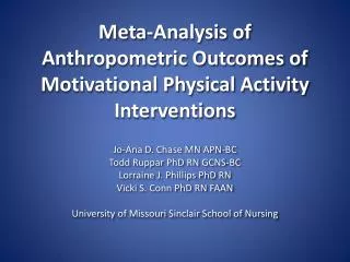 Meta-Analysis of Anthropometric Outcomes of Motivational Physical Activity Interventions