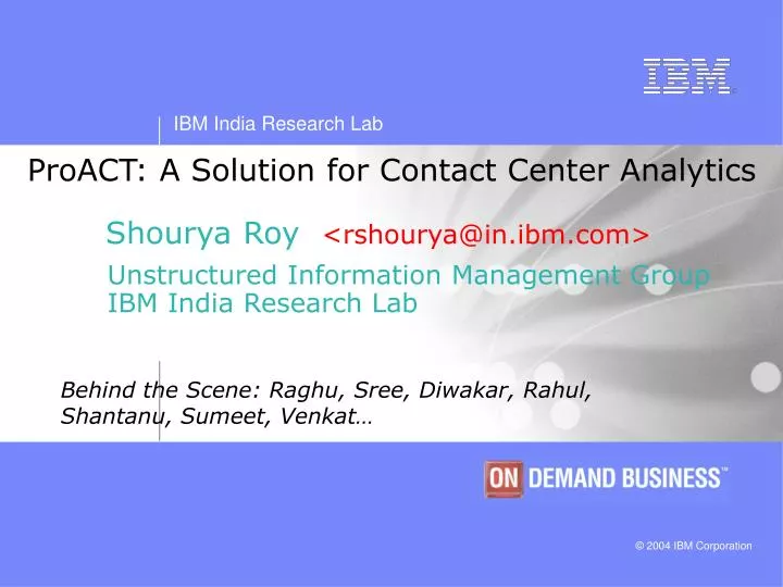 proact a solution for contact center analytics
