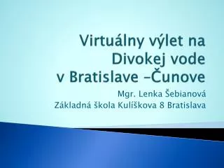 Virtuálny výlet na Divokej vode v Bratislave –Čunove