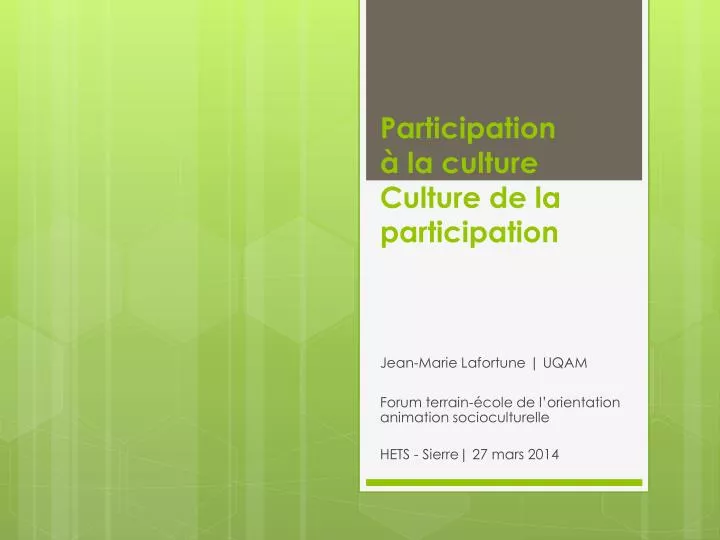 participation la culture culture de la participation