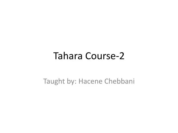 tahara course 2