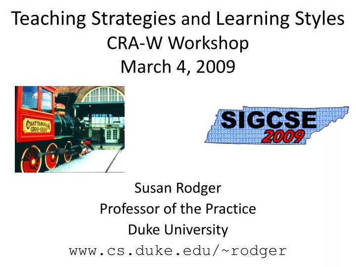 teaching strategies and learning styles cra w workshop march 4 2009