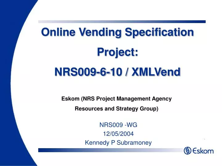online vending specification project nrs009 6 10 xmlvend