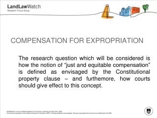 COMPENSATION FOR EXPROPRIATION