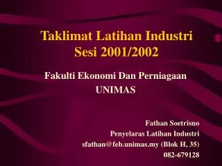 Taklimat Latihan Industri Sesi 2001/2002