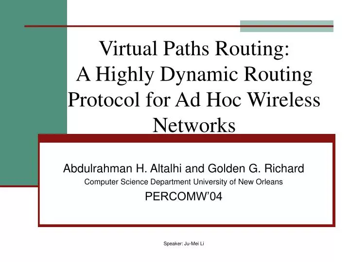 virtual paths routing a highly dynamic routing protocol for ad hoc wireless networks