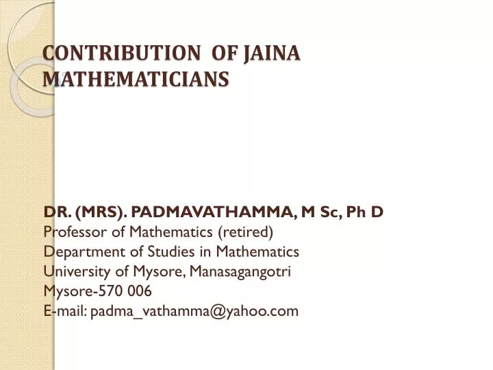 contribution of jaina mathematicians