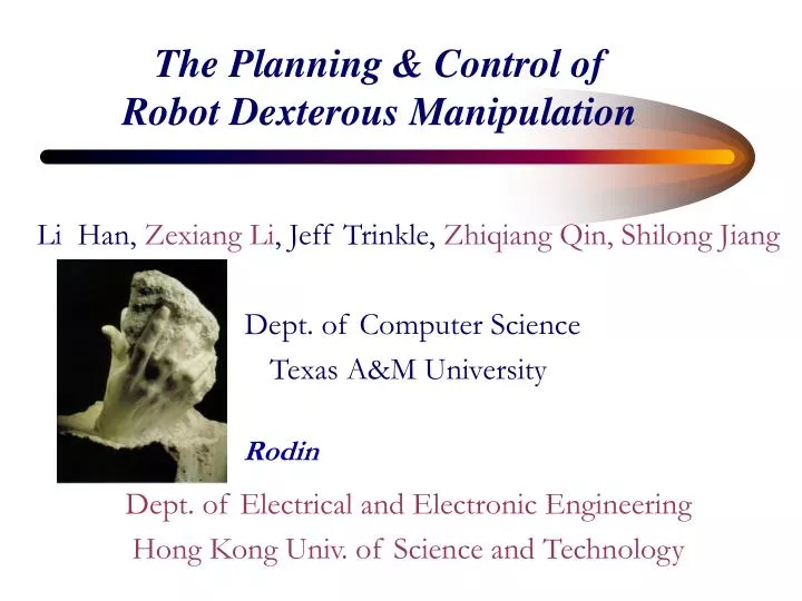 the planning control of robot dexterous manipulation