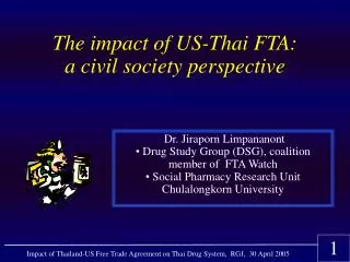 The impact of US-Thai FTA: a civil society perspective