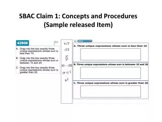 SBAC Claim 1: Concepts and Procedures (Sample released Item)