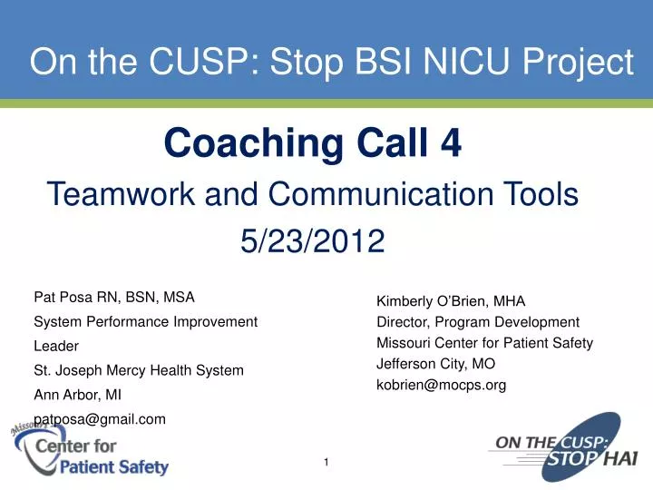 on the cusp stop bsi nicu project