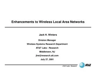 Enhancements to Wireless Local Area Networks