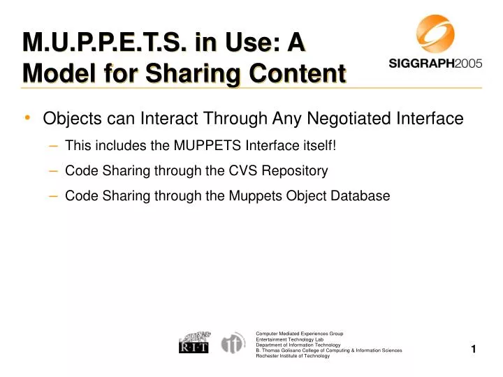 m u p p e t s in use a model for sharing content