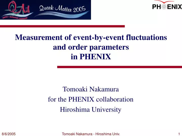 measurement of event by event fluctuations and order parameters in phenix