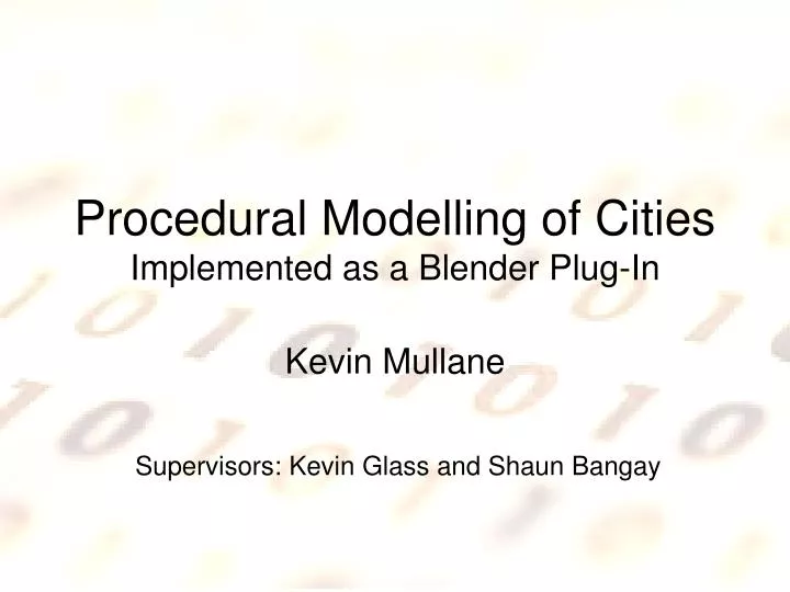 procedural modelling of cities implemented as a blender plug in