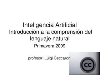 Inteligencia Artificial Introducción a la comprensión del lenguaje natural