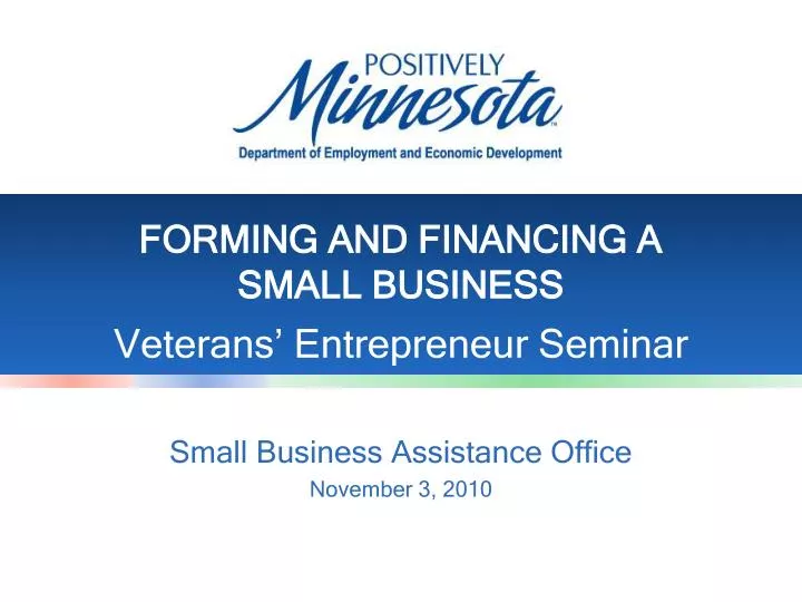 forming and financing a small business veterans entrepreneur seminar