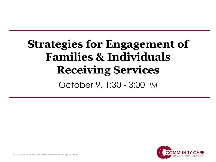 strategies for engagement of families individuals receiving services