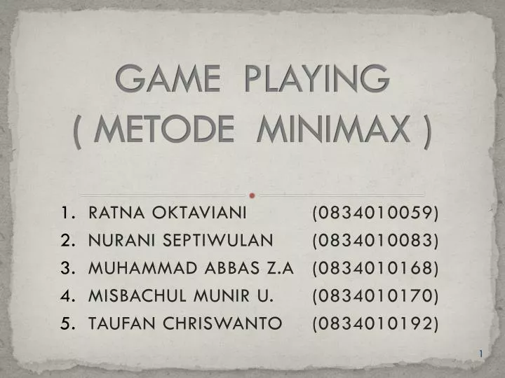 game playing metode minimax