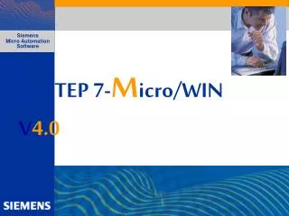 STEP 7- M icro/WIN V 4.0