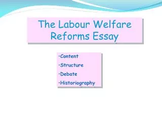 The Labour Welfare Reforms Essay