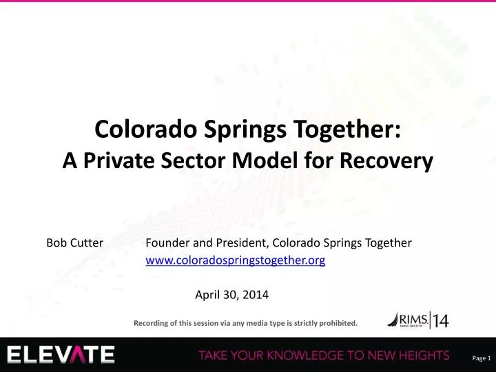 colorado springs together a private sector model for recovery