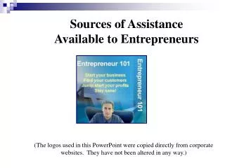 Sources of Assistance Available to Entrepreneurs