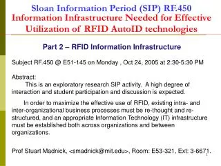 Part 2 – RFID Information Infrastructure