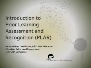 Introduction to Prior Learning Assessment and Recognition (PLAR)