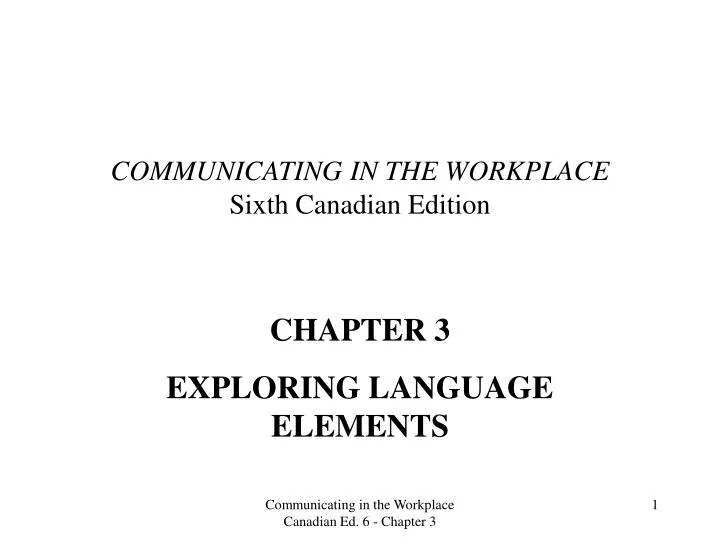 communicating in the workplace sixth canadian edition