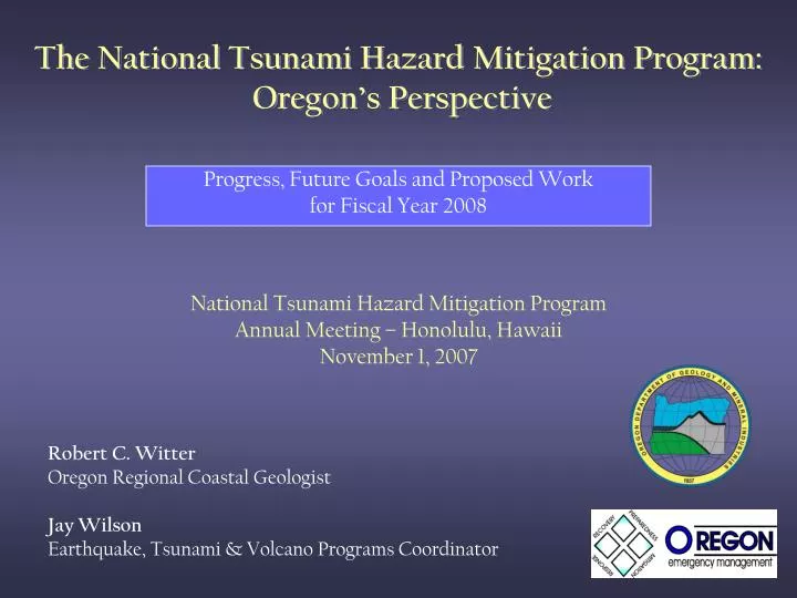 the national tsunami hazard mitigation program oregon s perspective