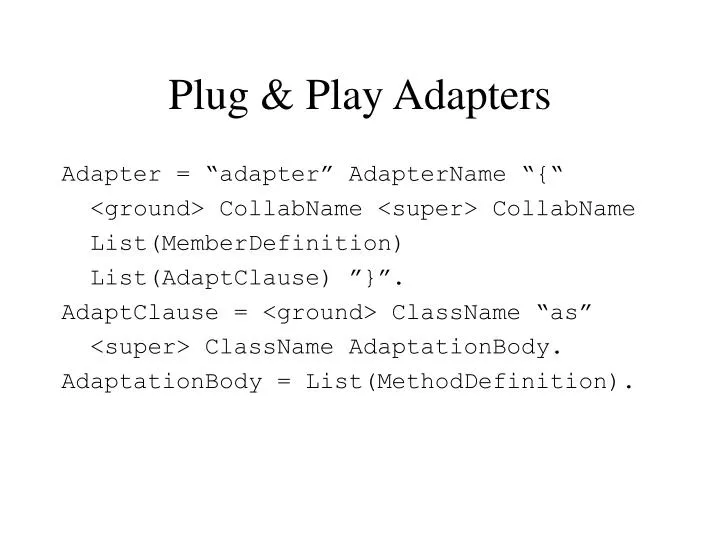 plug play adapters
