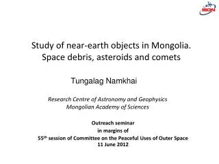 Research Centre of Astronomy and Geophysics Mongolian Academy of Sciences