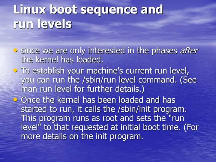 linux boot sequence and run levels