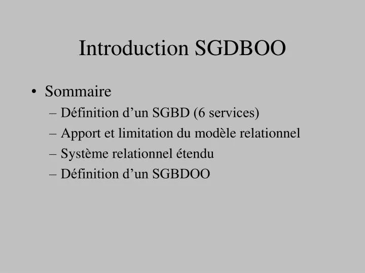 introduction sgdboo
