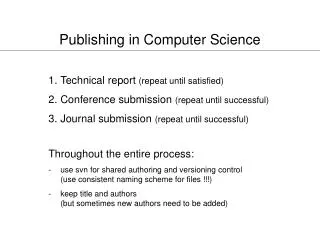 Publishing in Computer Science
