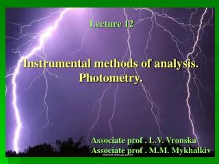 Instrumental methods of analysis. Photometry.