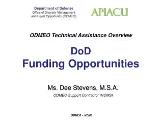 ODMEO Technical Assistance Overview DoD Funding Opportunities