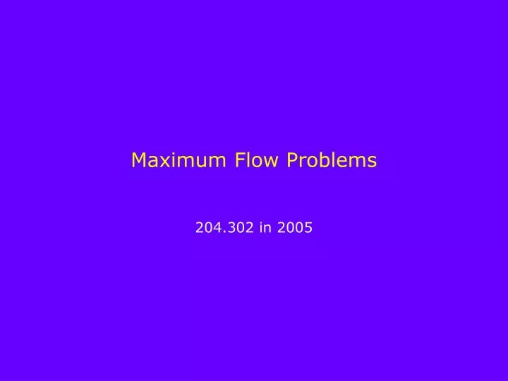 maximum flow problems