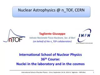 Nuclear Astrophysics @ n_TOF , CERN
