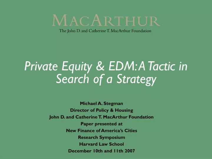 private equity edm a tactic in search of a strategy