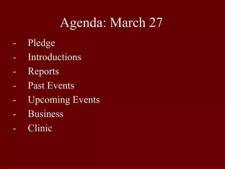agenda march 27